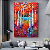 preiswerte Landschaftsgemälde-Handgefertigtes, handgemaltes Ölgemälde, Wandkunst, Frühlingsbirkenwald, Gemälde auf Leinwand, moderne Textur, grüner Baum, Gemälde, Dekor, gerollte Leinwand, kein Rahmen, ungedehnt