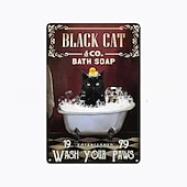 abordables cartel de chapa de metal-1 pieza de cartel de hojalata de metal retro, cartel de hojalata de gato lindo, carteles de cocina vintage, decoración de pared, pintura colgante de pared para decoración del hogar, arte de pared, cartel de hojalata de metal 20x3 0cm/8&#039;&#039;x12&#039;&#039;