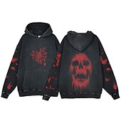 abordables Gráfico de Halloween-Víspera de Todos los Santos Gritar Esqueleto Sudadera Camiseta extragrande lavada con ácido Estampado Bolsillo delantero Gráfico Para Pareja Hombre Mujer Adulto Mascarada Estampado en caliente Casual