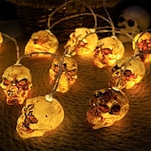 billiga Hallowen Rekvisita Belysning-halloween skull string lights 1,5m 10leds batteridriven trädgård balkong uteplats spökhus halloween fest heminredning