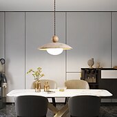 baratos Luzes da ilha-Pingente de led leve design de madeira branco quente moderno cabo de casa de fazenda lâmpadas pendentes ajustáveis iluminação de ilha de cozinha para sala de jantar quarto corredor sobre pia 110-240 v