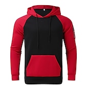 billiga bashuvtröjor för män-Herr Huvtröja Svart Gul Rubinrött Blå Orange Huva Färgblock Sport &amp; Utomhus Dagligen Helgdag Streetwear Häftig Ledigt Vår &amp; Höst Kläder Pull Tröjor