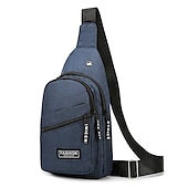 levne Pánské tašky-pánská crossbody kabelka – lehký modrý plátěný batoh přes rameno s mnoha kapsami na zip, ideální na cesty a běžné nošení