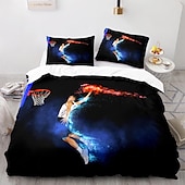 cheap Duvet Cover Sets-3Pcs/2Pcs Basketball Print Duvet Cover Set Bedding Sets Comforter Cover with Soft Lightweight Microfiber