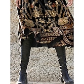 billiga Boho-klänning-Kvinno Midi Klänning A-linje Klänning Avslappnad Klänning Vinter Klänning Sväng Klänning Mode Streetwear Mogen Formal Utomhus Semester Regular Fit Blommig Lång Ärmar Crew Hals Svart Vår Höst Vinter