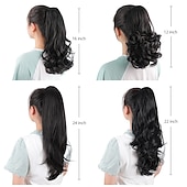 abordables Queue-de-cheval-Extension de queue de cheval griffe pour les femmes morceau de cheveux bouclés 24 extensions de cheveux de queue de cheval synthétique très longue &amp; volumineux bouclé ondulé résistant à la chaleur