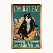 cheap Metal Tin Sign-1pc Retro Metal Tin Sign Cute Cat Tin Sign Vintage Kitchen Signs Wall Decor, Painting Wall Hanging for Home Decor Wall Art Metal Tin Sign 20x30cm/8&#039;&#039;x12&#039;&#039;