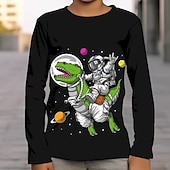 tanie 3D zwierzęta dla chłopca-Dla chłopców 3D Graficzny Wszechświat Dinozaur Podkoszulek T-shirt Długi rękaw Druk 3D Lato Wiosna Jesień Sport Moda Moda miejska Dzieci 3-12 lat Na zewnątrz Codzienny Regularny