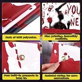 levne halloweenské nástěnné tapisérie-krvavý halloween banner- dlouhý halloween venkovní dekorace banner krvavá ruka pozadí party dekorace potřeby na zeď kancelář plot dvorek garáž pozadí halloween dekorace