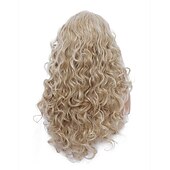 levne Syntetické trendy paruky-dlouhé vlnité paruky 28palcová přírodní béžová smíšená blond syntetická pernatá kudrnatá paruka pro ženy halloween cosplay party paruky