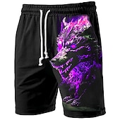 olcso férfi 3d izzadt rövidnadrág-Férfi Grafika Állat Farkas Izzadt nadrág Strand rövidnadrág Terry Shorts Közepes csípő Alkalmi Sportruházat Napi Szabadság Utcai öltözék Zsinór Rugalmas derék 3D nyomtatás Tervező Ruházat