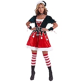 billiga Vuxna juldräkter-jultomten Alf Mrs.Claus Kläder Julhatt Fin julklänning Dam Jul Karnival julafton Jul Vuxna Fest Jul Klänning Hatt