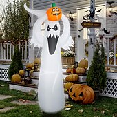 baratos Iluminação de Acessórios de Halloween-decorações de halloween abóbora inflável explodir branco iluminado fantasma boneca assustador com elevação inflável adereço decoração abóbora quintal gramado adereço decoração para interior ao ar livre