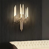 abordables Apliques de pared de cristal-luces de pared de interior de cristal k9 7 cabezas de oro led aplique de pared de estilo nórdico sala de estar tiendas cafés acero blanco cálido luz de pared blanco cálido 110-240v