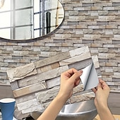 economico Adesivi murali-12 pz piastrelle di pietra artificiale wall sticker 3d carta da parati in vinile autoadesivo floreale home decor per cucina bagno 15*30 cm