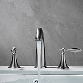 cheap Multi Holes-Widespread Bathroom Faucet Sink Mixer Basin Taps, Twin Handle Vessel Tap with Cold and Hot Hose