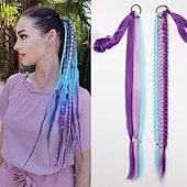 お買い得  ポニーテール-長い編組ポニーテール エクステンション ヘア ストレート ラップ アラウンド ポニーテール ヘアエクステンション ヘアゴム付き ソフト 健康 人工毛 ピース 女性 女の子 日常用