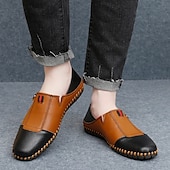 cheap Men&#039;s Slip-ons &amp; Loafers-Men&#039;s Casual Leather Loafers – Slip-On Two-Tone Driving Shoes with Non-Slip Sole for Daily Wear