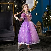 ieftine Costume pentru fete-Prințesă Rapunzel Rochii Manta Rochie de fete cu flori Cosplay Partidul costumelor for Fete Pentru copii Zuia Copiilor Mascaradă Nuntă Invitat la nunta
