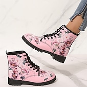 ieftine Bocanci de lupta-cizme de luptă roz florale de damă - elegante și confortabile pentru ieșirile casual și purtarea de zi cu zi