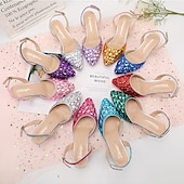 olcso Félig formális-Női Esküvői cipők Szandálok Extra méret Csillogó cipő Menyasszonyi cipők Csat Fantasy sarok Slingback sarok Erősített lábujj Klasszikus Műbőr Fém csat Ezüst Rózsaszín Világosbarna