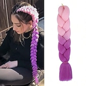 cheap Crochet Hair-Jumbo Braids Crochet Braids Hair Extension Three Tone Ombre Color Rainbow Jumbo Braiding For Twist Braiding Jumbo Box Braiding Hair 1pc/3pcs/5pcs