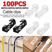 levne organizér kabelů-100/80/60/20ks kabel organizér klip přilnavý nabíječka spona stůl drát manažer kabel sluchátka linka kravaty usb držák klipy