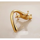 cheap Classical-Bathroom Sink Mixer Faucet, Brass Basin Taps Dual Handle with Hot and Cold Hose