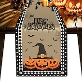 cheap Table Runners-Pumpkin Table Runner Halloween Fall Burlap Tablerunner Farmhouse Indoor Table Autumn Decoration Table Flag Decor For Dining Weddig Party Holiday