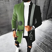 billiga lättviktsrock för män-Herr Grafiska tryck Guitarr Vinterkappa Rock Kappa Håller värmen Andningsfunktion Bekväm Mode Streetwear Affär Arbete Klä till Jobbet Utekväll Ficka Mönster Höst vinter Nedvikt Långärmad Gul Blå Grön