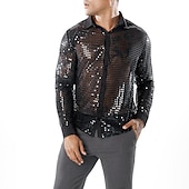 economico Cime-Retrò Vintage Anni &#039;70 Disco Cosplay Paillettes Tinta unita Per uomo Costume di Carnevale Halloween Carnevale Mascherata Performance Festa / Sera Palcoscenico Adulti Camicia Estate Primavera