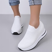 billiga Damsneakers-vita slip-on stickade sneakers för kvinnor - lätta och andas för vardagskomfort, perfekta för promenader, gym och avslappnade utflykter