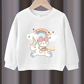 preiswerte Sets-2 Stück Kinder Mädchen Regenbogen Rundhalsausschnitt Hoodie- und Jogginghosen-Set einstellen Langarm Aktiv Outdoor Baumwolle 3-7 Jahre Frühling Schwarzer Einhornpullover + schöne schwarze Hose