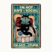 cheap Metal Tin Sign-1pc Retro Metal Tin Sign Cute Cat Tin Sign Vintage Kitchen Signs Wall Decor, Painting Wall Hanging for Home Decor Wall Art Metal Tin Sign 20x30cm/8&#039;&#039;x12&#039;&#039;