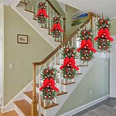 cheap Wreaths, Garlands &amp; Swags-Christmas Wreaths Xmas Swags with Lights Cordless Prelit Stairway Stairway Staircase Window Wall Decoration Teardrop Trim Wreath Rattan Shopping Mall Hotel Outdoor