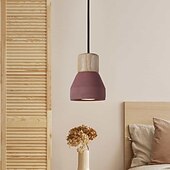 cheap Island Lights-LED Pendant Light Wood Art Cement Concrete Hanging Lamp Simple Cafe Restaurant Bar Pendant Light E27 Light Source Metal Iron Art Droplight Flashlight Concrete Ceiling Light 110-240V
