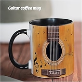  Taza de café de guitarra, tazas de café musicales, taza de viaje de guitarra, taza divertida para beber, decoración de escritorio, taza de té de cerámica de 11.2 oz, regalos de cumpleaños y Navidad para amantes de la música