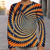 billiga Pojkens 3D Vision &amp; Geometri-pojkar 3D-grafik optisk illusion t-shirt långärmad 3D-tryck sommar vår höst sport mode streetwear polyester barn 4-12 år utomhus casual daglig normal passform