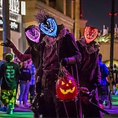 cheap Hallowen Prop Lighting-Mask Halloween LED Light Up Mask for Adults Kids Dark and Evil Glowing Eyes Neon Mask with 3 Lighting Modes EL Wire - Ideal Gift for Men Women Halloween Costume Party