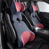 お買い得  車用シートカバー-車のランバーサポート ヘッドレスト ネックピローサポート ユニバーサルソフトネックピロー クッション 車の低反発腰枕 バックサポート