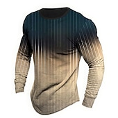 preiswerte T-Shirts für Herren mit 3D-Druck-Herren Farbblock Gestreift T Shirt Grafischen T-Shirt Langarm T-Shirt 3D-Druck Rundhalsausschnitt Hemd Designer Retro Vintage Outdoor Täglich Urlaub Rosa Blau Purpur Frühling Sommer Bekleidung S M L