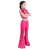cheap Couple &amp; Group Costumes-Hot Pink Cowgirl Set Doll Movie Cosplay Costume Masquerade Girls&#039; Movie Cosplay Retro Vintage Vest Pants Scarf Masquerade Halloween