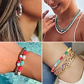 preiswerte Perlenherstellungsset-12000 Stück Tonperlen für die Armbandherstellung, Paodey, 48 Farben, 3 Boxen, flache Tonperlen, Heishi-Perlen mit Anhänger-Charm-Set und elastischen Schnüren für die Schmuckherstellung, Armbänder, Halsketten, Geschenksets