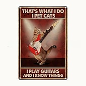 cheap Metal Tin Sign-1pc Retro Metal Tin Sign Cute Cat Tin Sign Vintage Kitchen Signs Wall Decor, Painting Wall Hanging for Home Decor Wall Art Metal Tin Sign 20x30cm/8&#039;&#039;x12&#039;&#039;