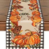 cheap Table Runners-Pumpkin Table Runner Halloween Fall Burlap Tablerunner Farmhouse Indoor Table Autumn Decoration Table Flag Decor For Dining Weddig Party Holiday
