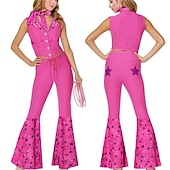cheap Women's Costumes-Movie Outfits Western Cowgirl Costume Star-Covered Flared Pants Pink Gingham Dress Cheerleader Jumpsuit Y2K Retro Vintage
