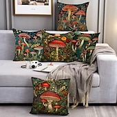 abordables Style Vintage-Housse de coussin double face, taie d&#039;oreiller carrée décorative douce en forme de champignon fantaisie, pour chambre à coucher, salon, canapé, chaise, 1 pièce