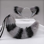 cheap Hair Styling Accessories-Plush Beast Ears KC Headwear cosplay Tail Accessories Handmade Fox Ears Hair Hoops Fox Tail Set