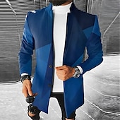 billiga lättviktsrock för män-Herr Färgblock Geometri Vinterkappa Rock Kappa Håller värmen Andningsfunktion Bekväm Mode Streetwear Affär Arbete Klä till Jobbet Utekväll Ficka Mönster Höst vinter Nedvikt Långärmad Rubinrött Vinröd