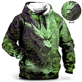 economico Felpe con cappuccio da uomo-Per uomo Animali Drago Felpa con cappuccio Felpe Felpa Maglione Manica lunga Felpa con cappuccio Con cappuccio Giornaliero Stampa 3D Per eventi Per uscire Abbigliamento di strada Stampa
